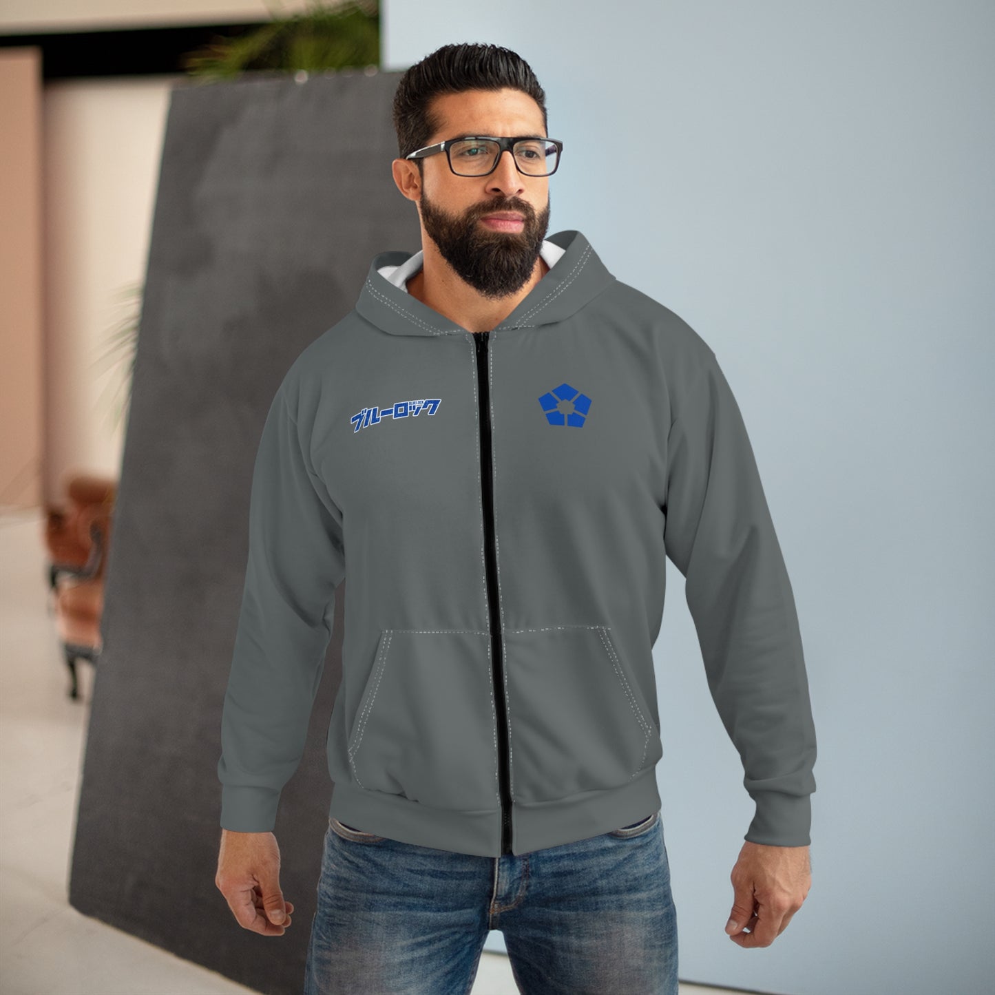 Blue Lock Zip up Hoodie.